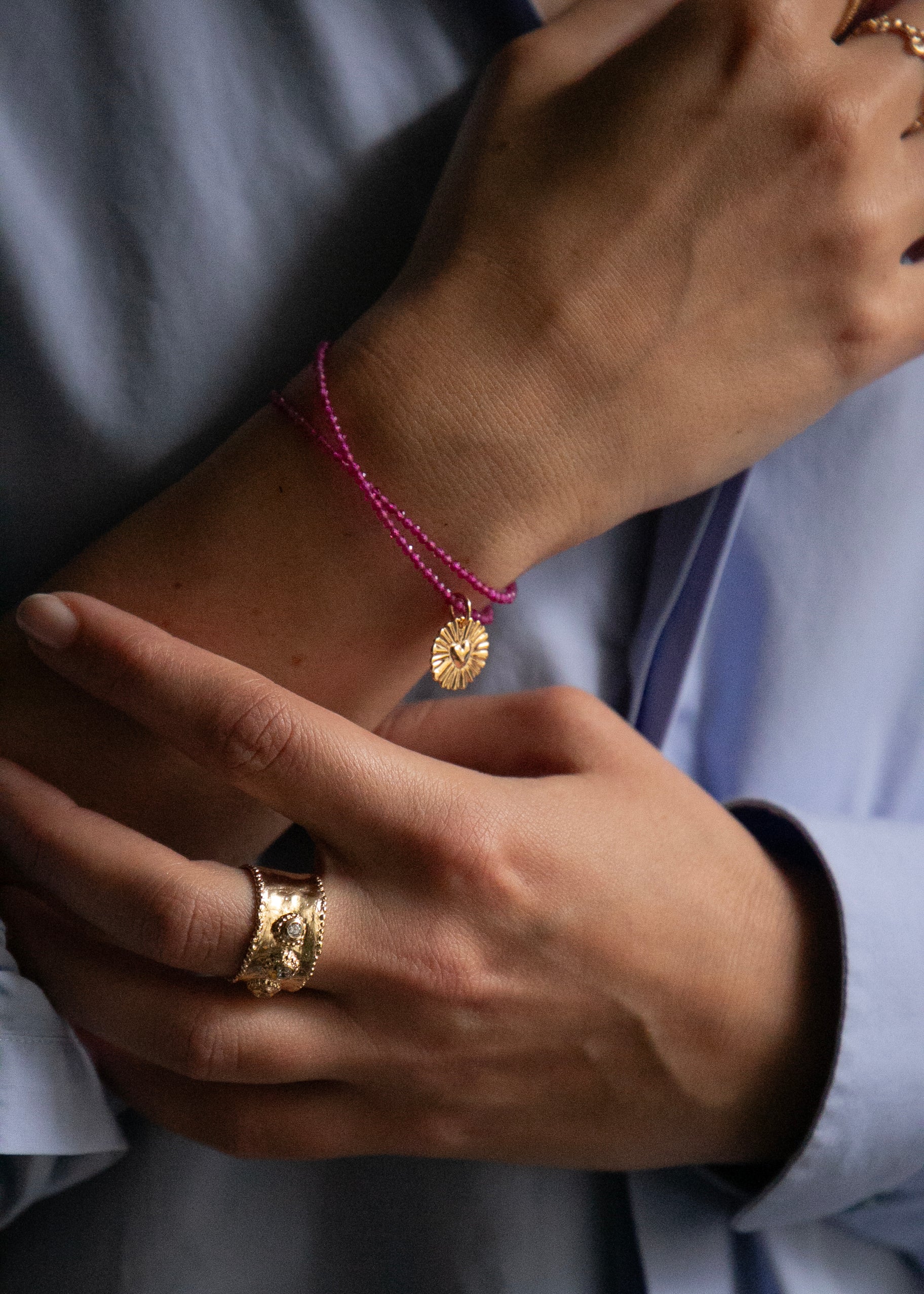 Bracelet en vermeil et perles rubis Talia