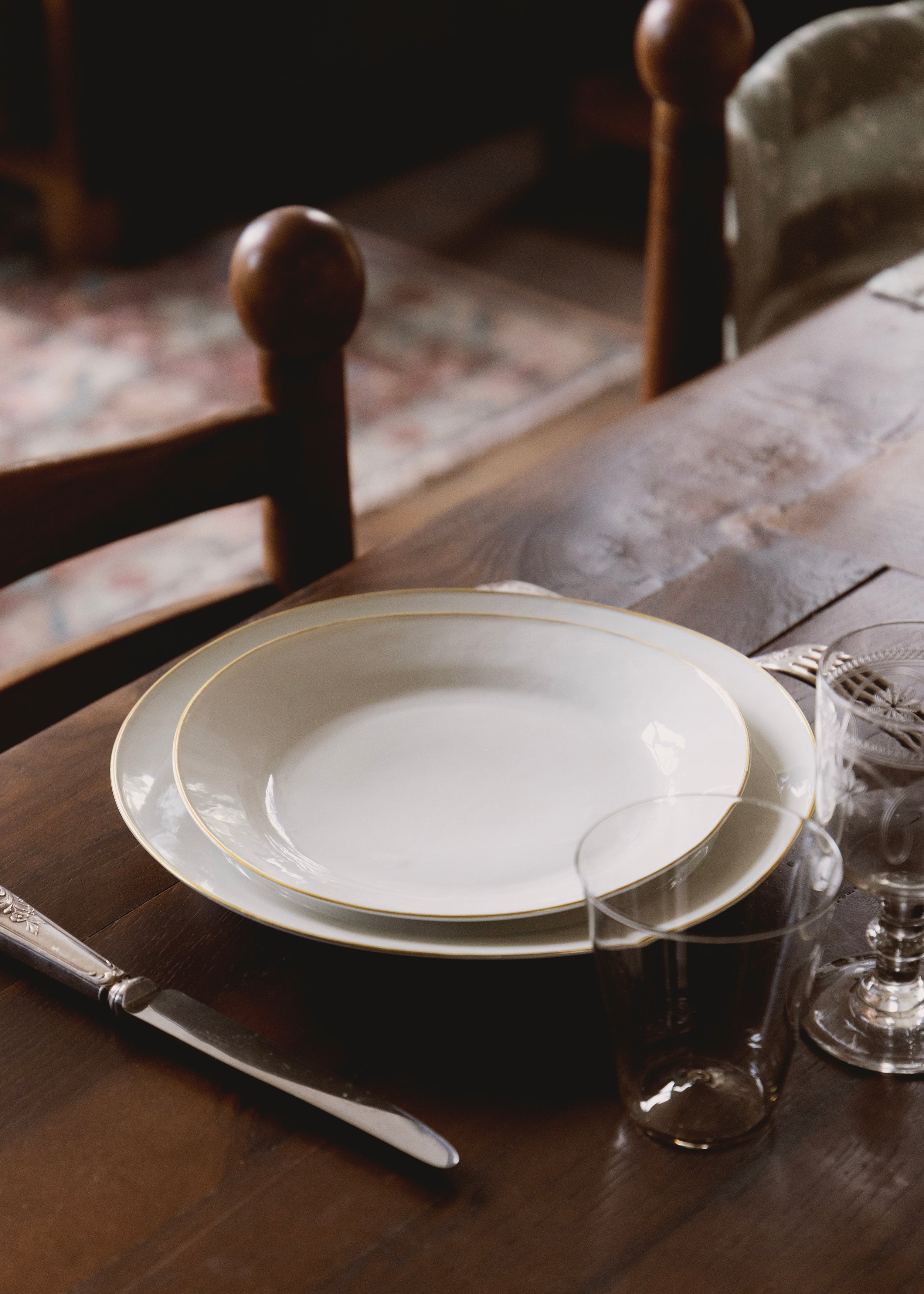 Assiette à dîner Marli en porcelaine blanche