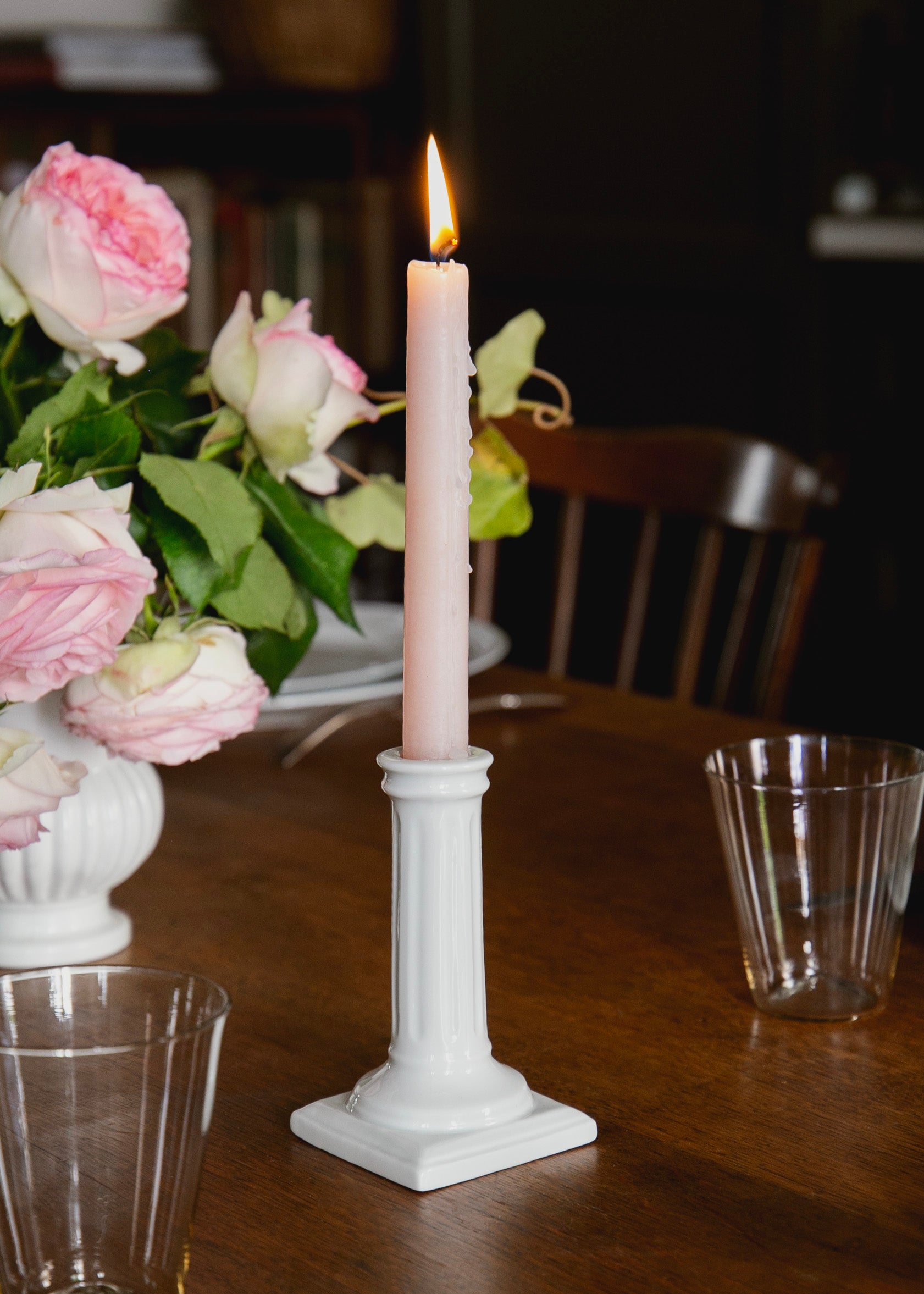 Bougeoir Corinthe en porcelaine blanche