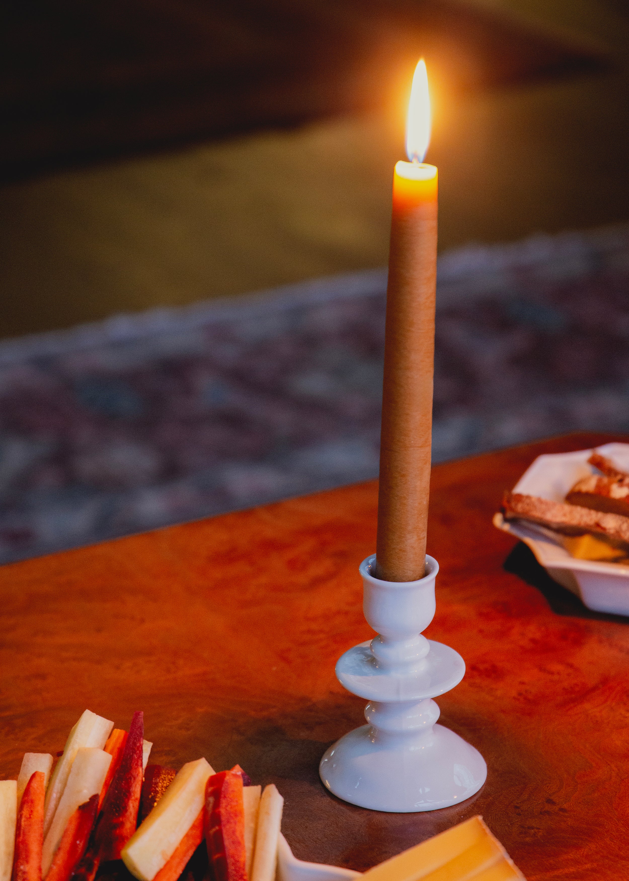 Disque candle holder in white porcelain