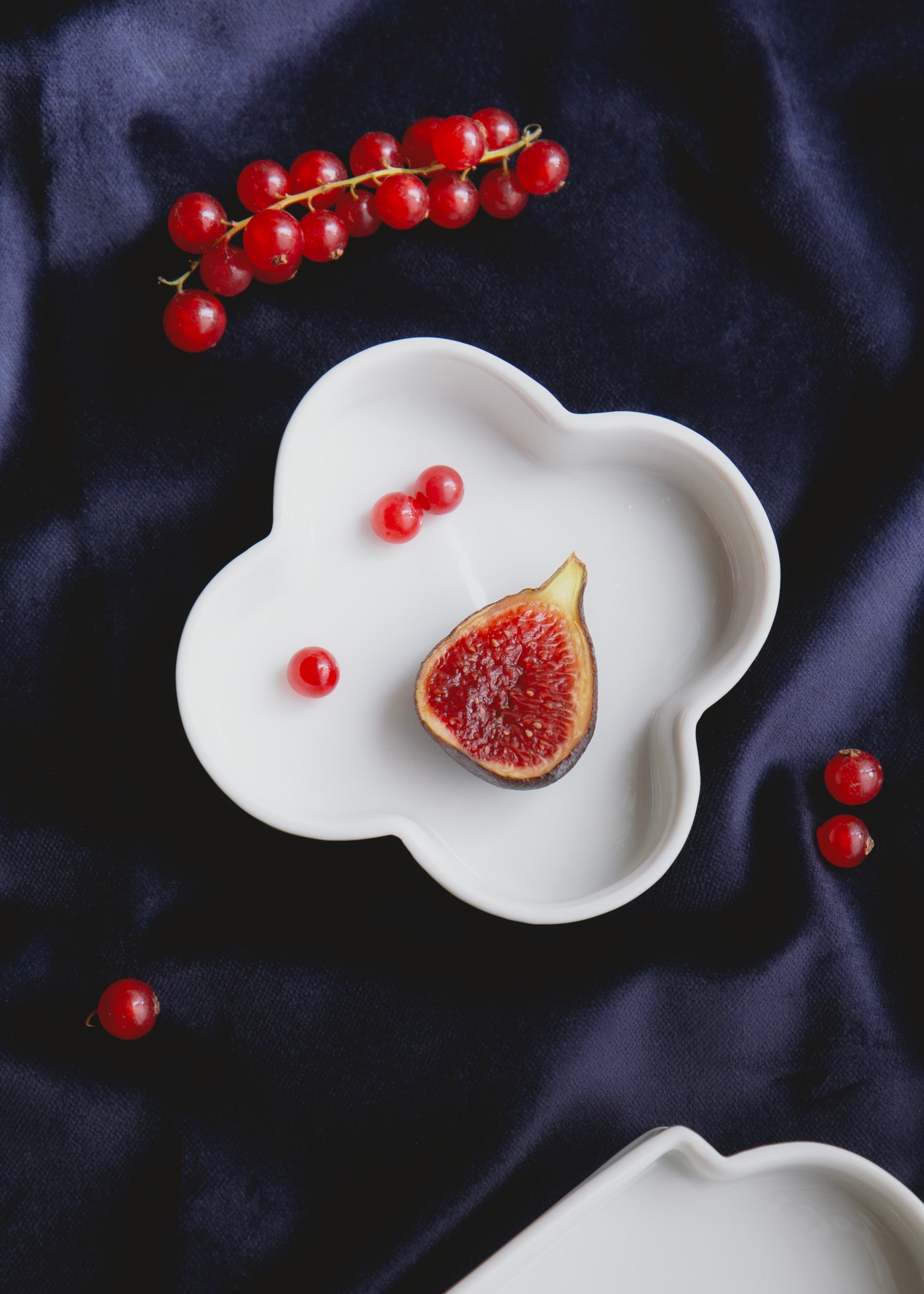 Quadrilobée saucer in white porcelain