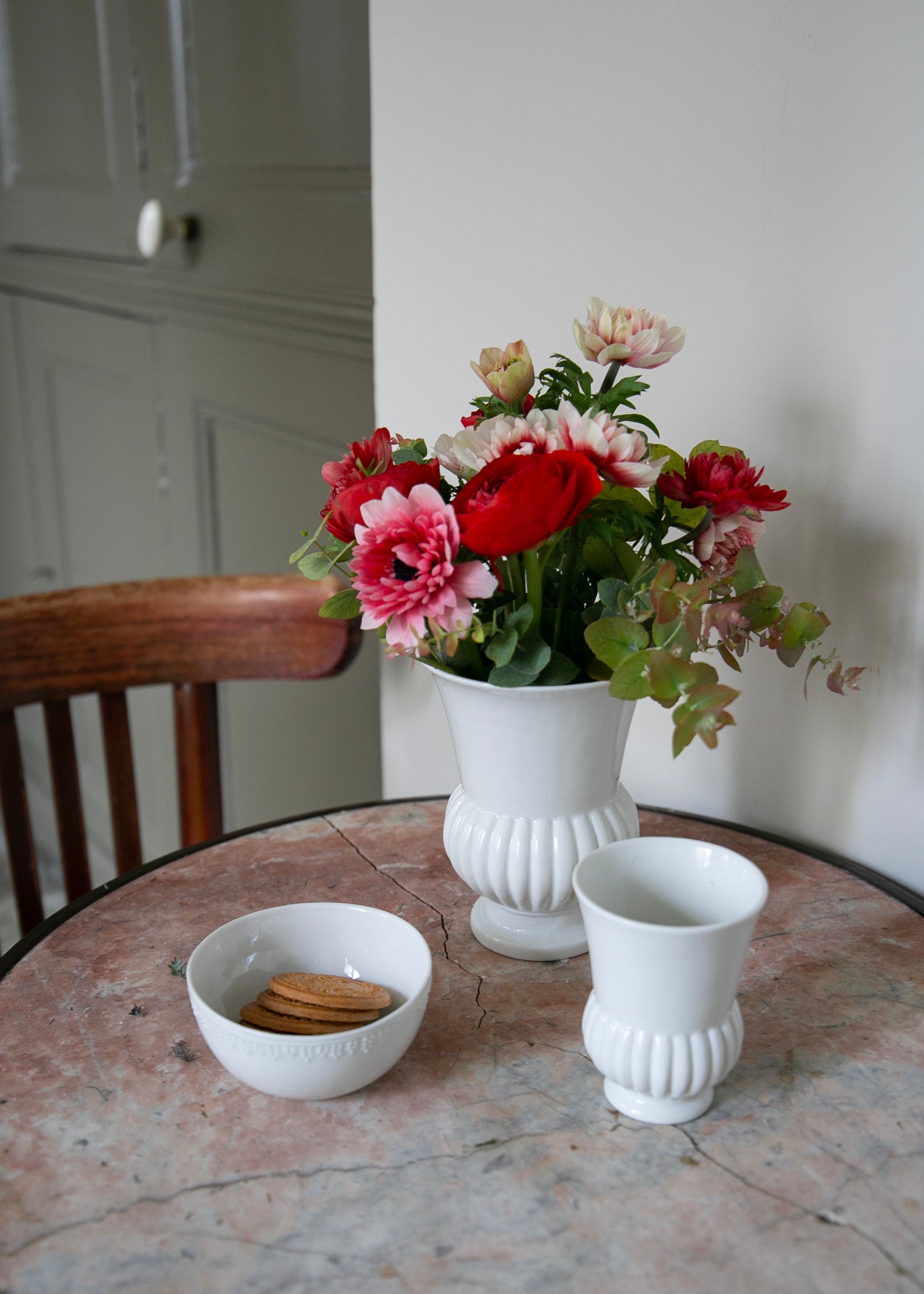Vase Godron en porcelaine blanche