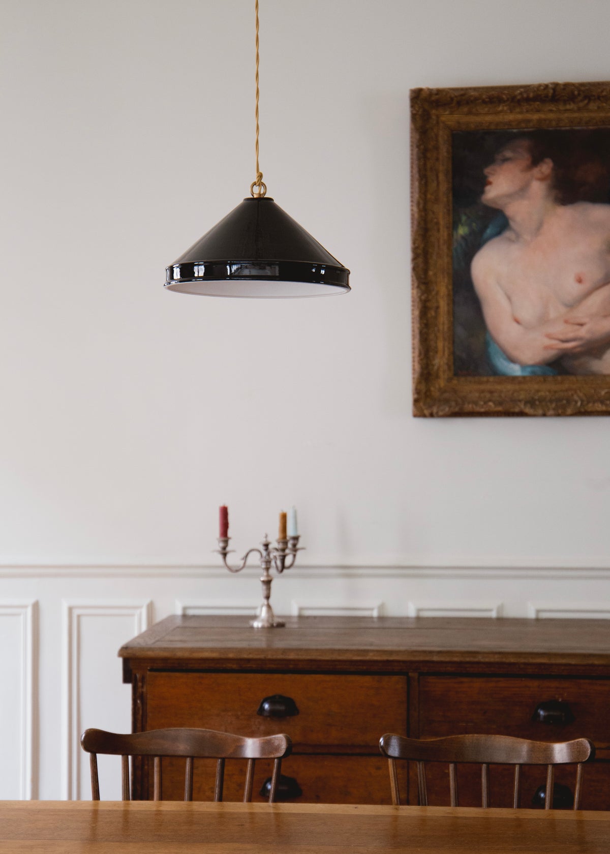 Grande suspension en porcelaine noire Behor