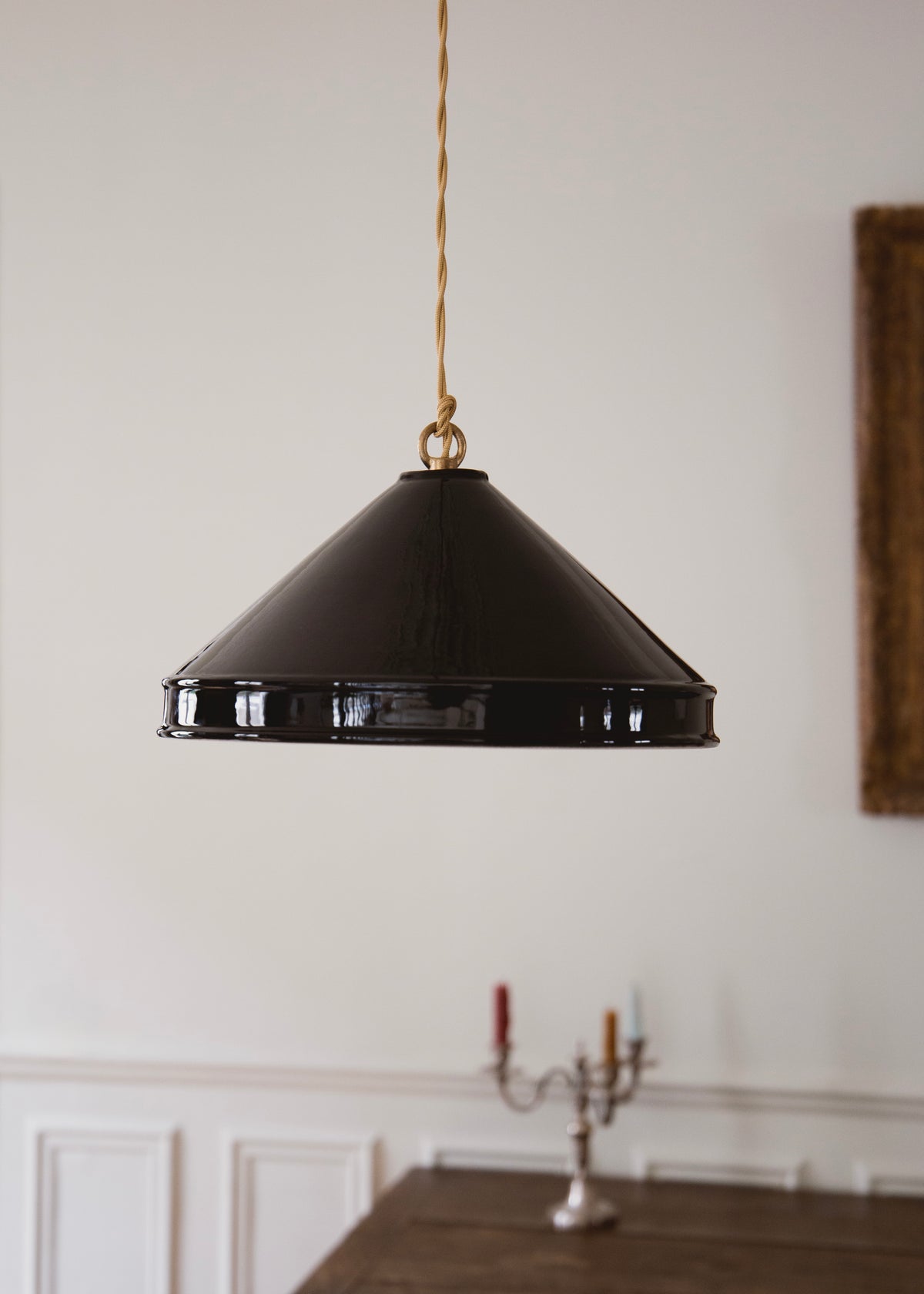 Grande suspension en porcelaine noire Behor