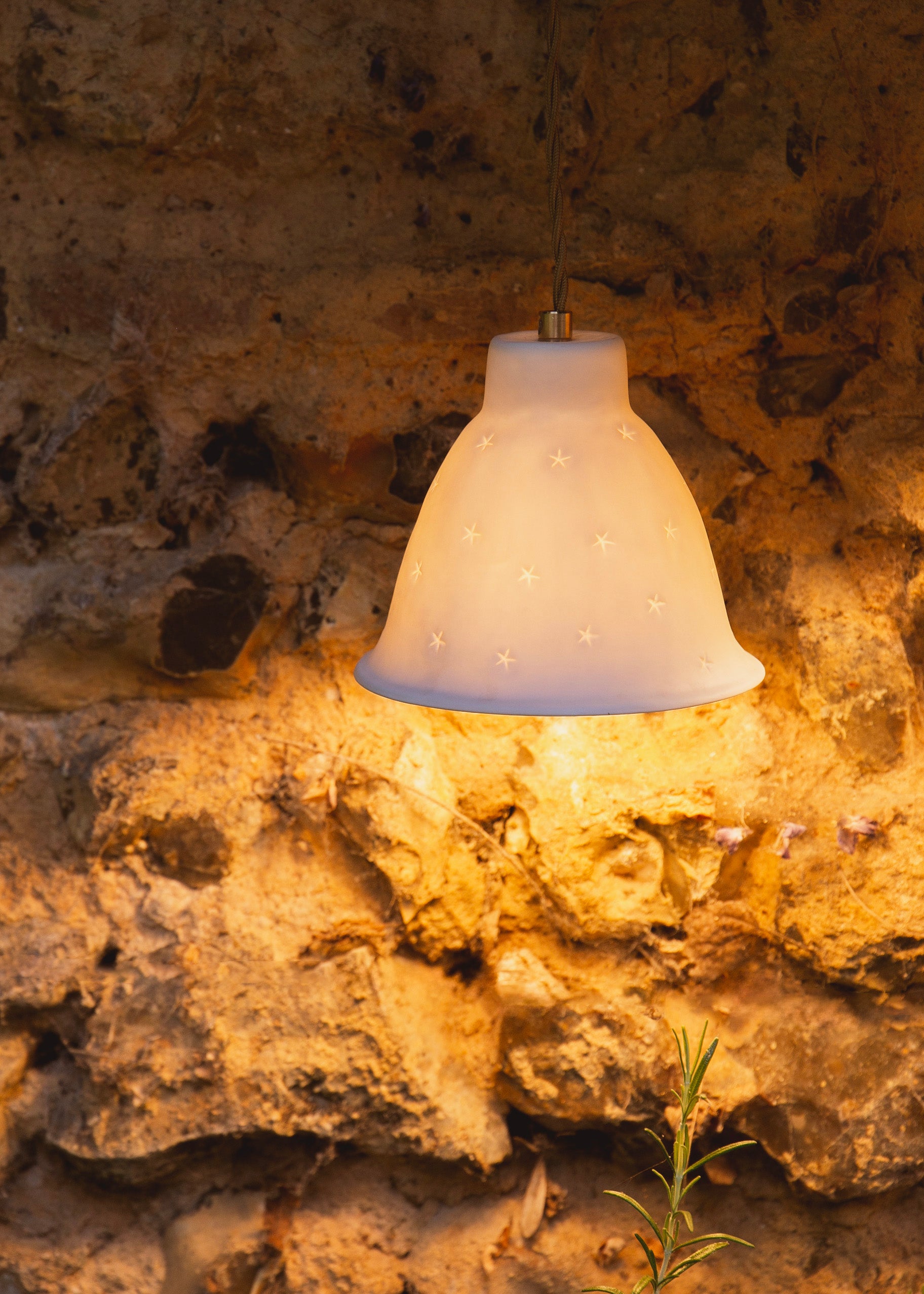 Nuit étoilée white porcelain portable lamp