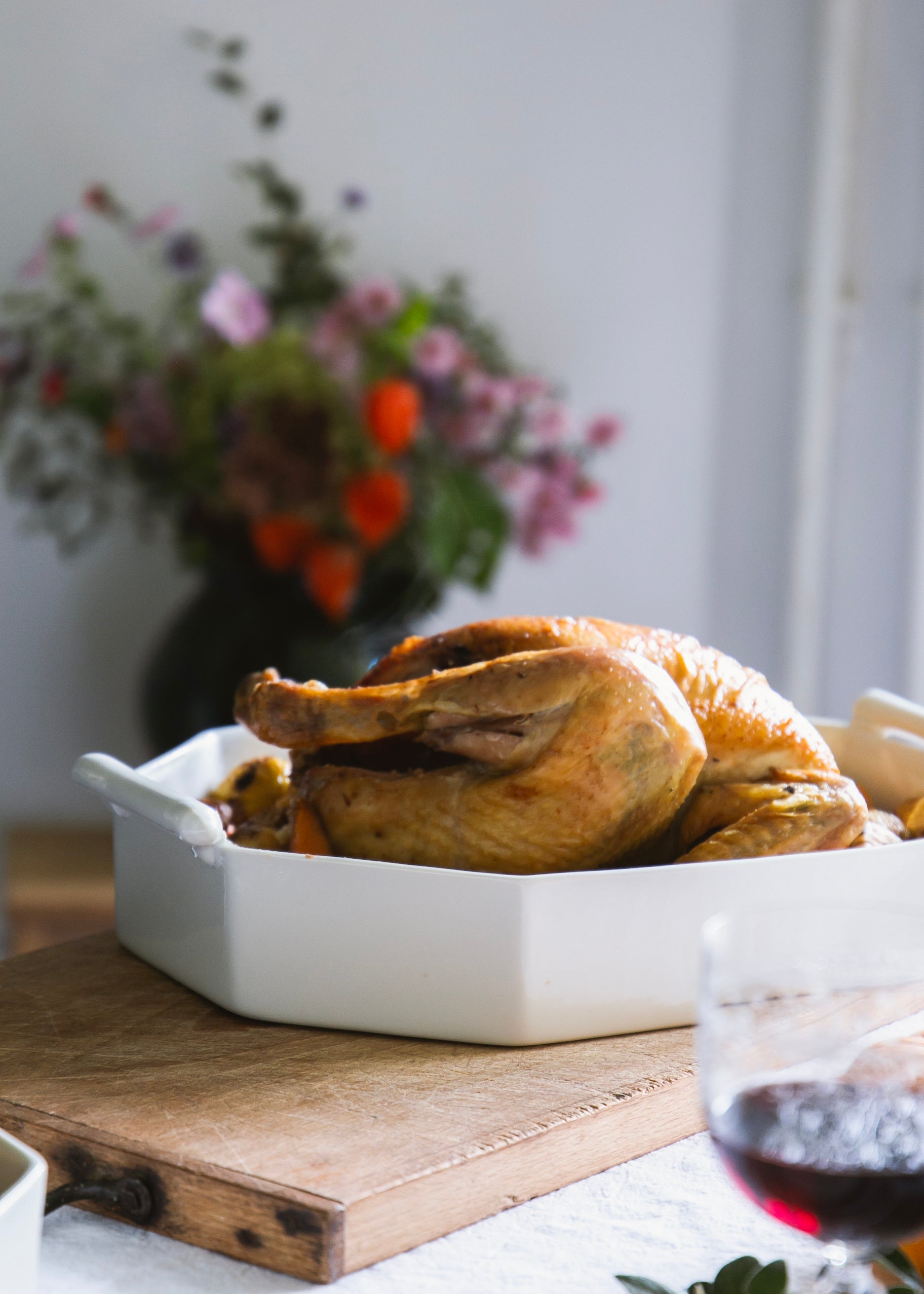 Large octagonal white porcelain baking dish