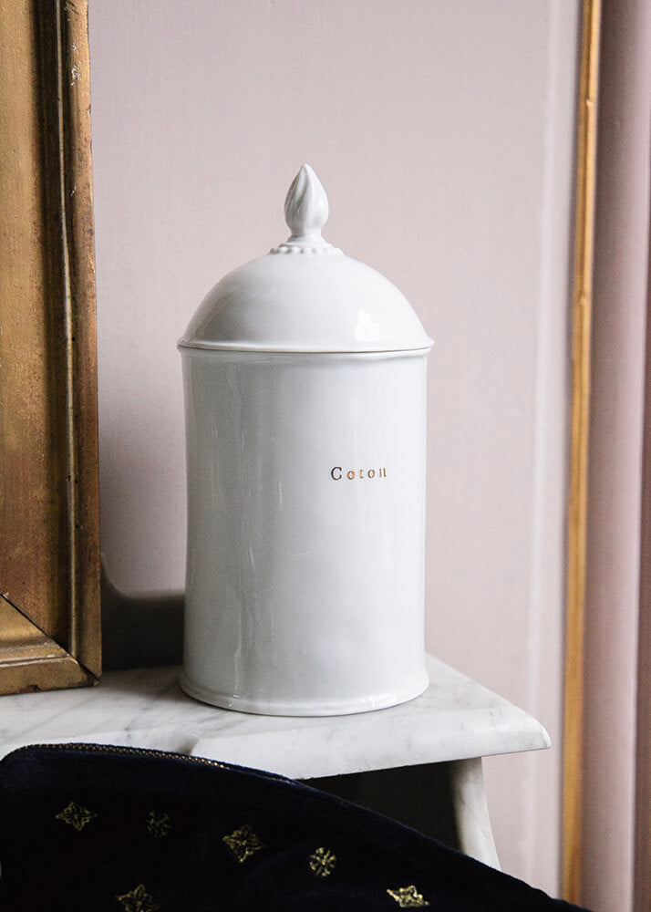 Simple large apothecary jar in white porcelain