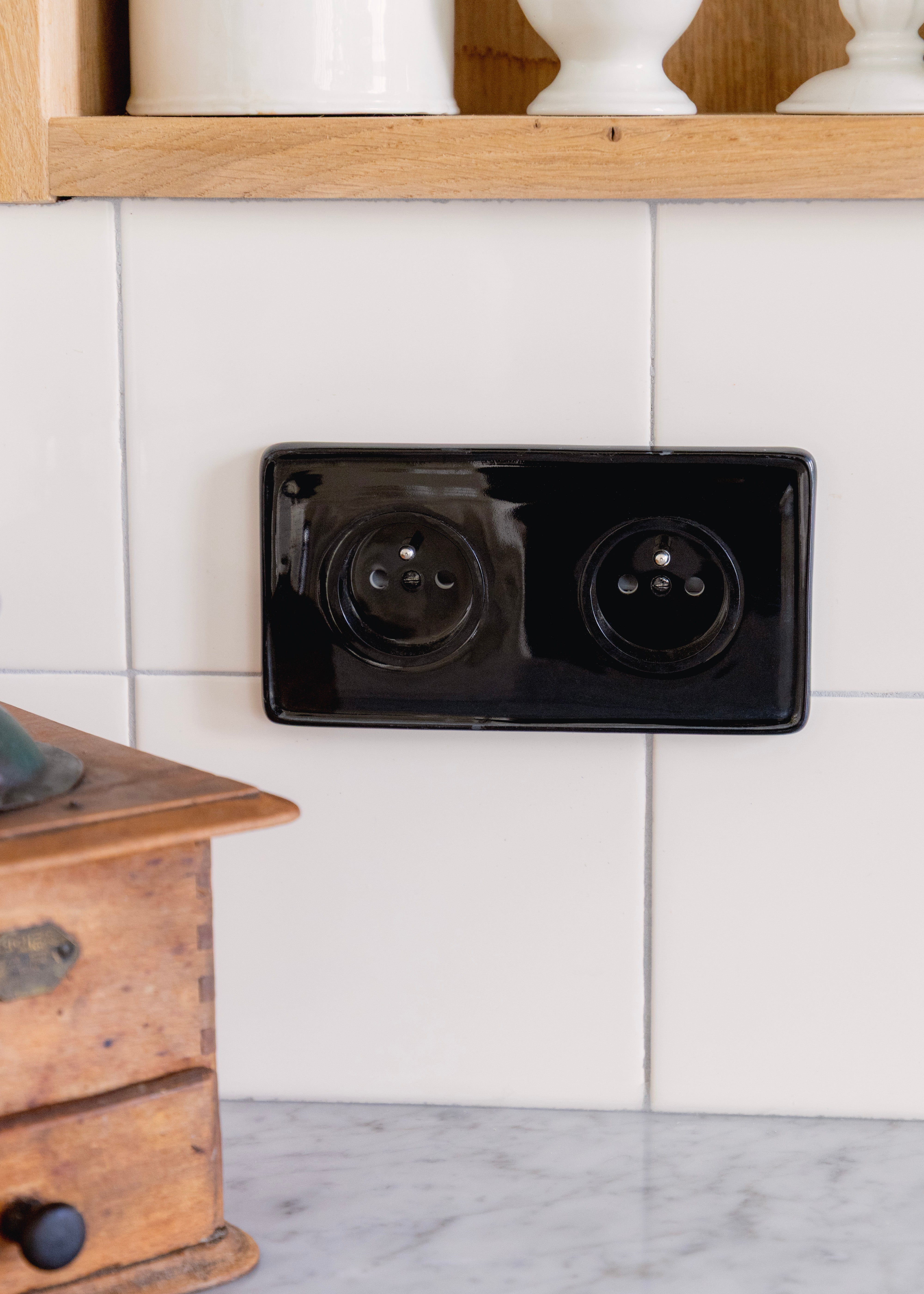 ADR x HI Double Socket in Black Porcelain