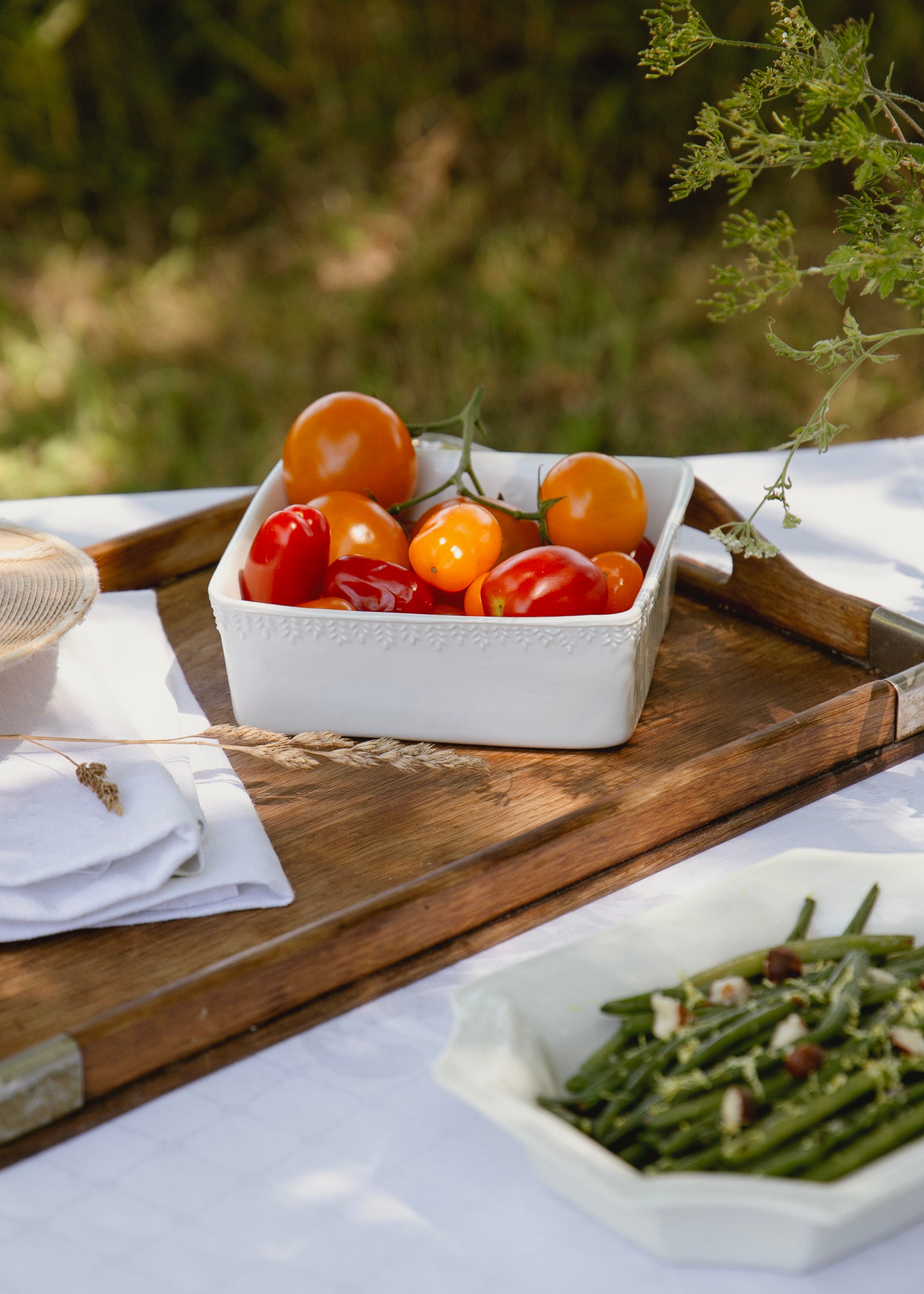 Demeter square oven dish in white porcelain