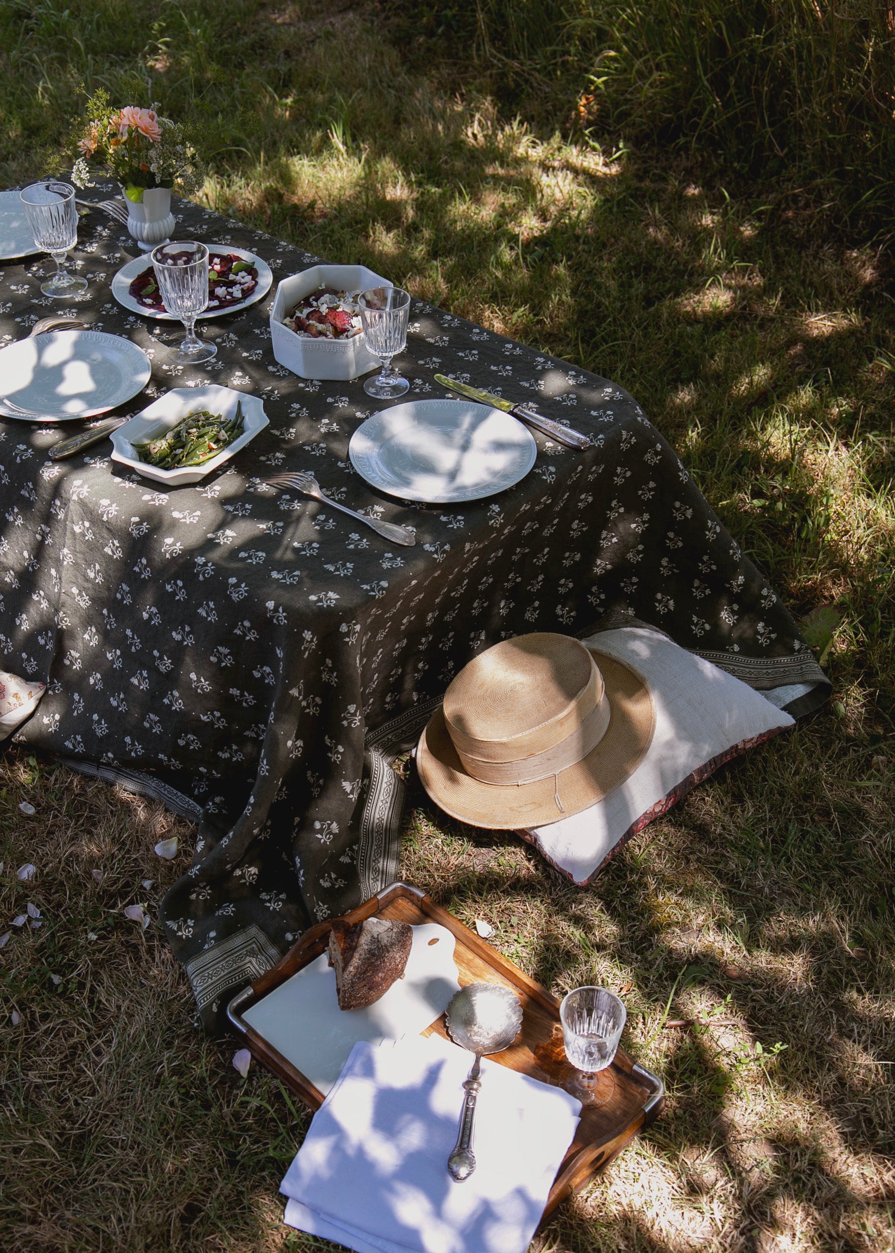 Nappe carrée Henriette 160 cm x 160 cm en lin - Kaki