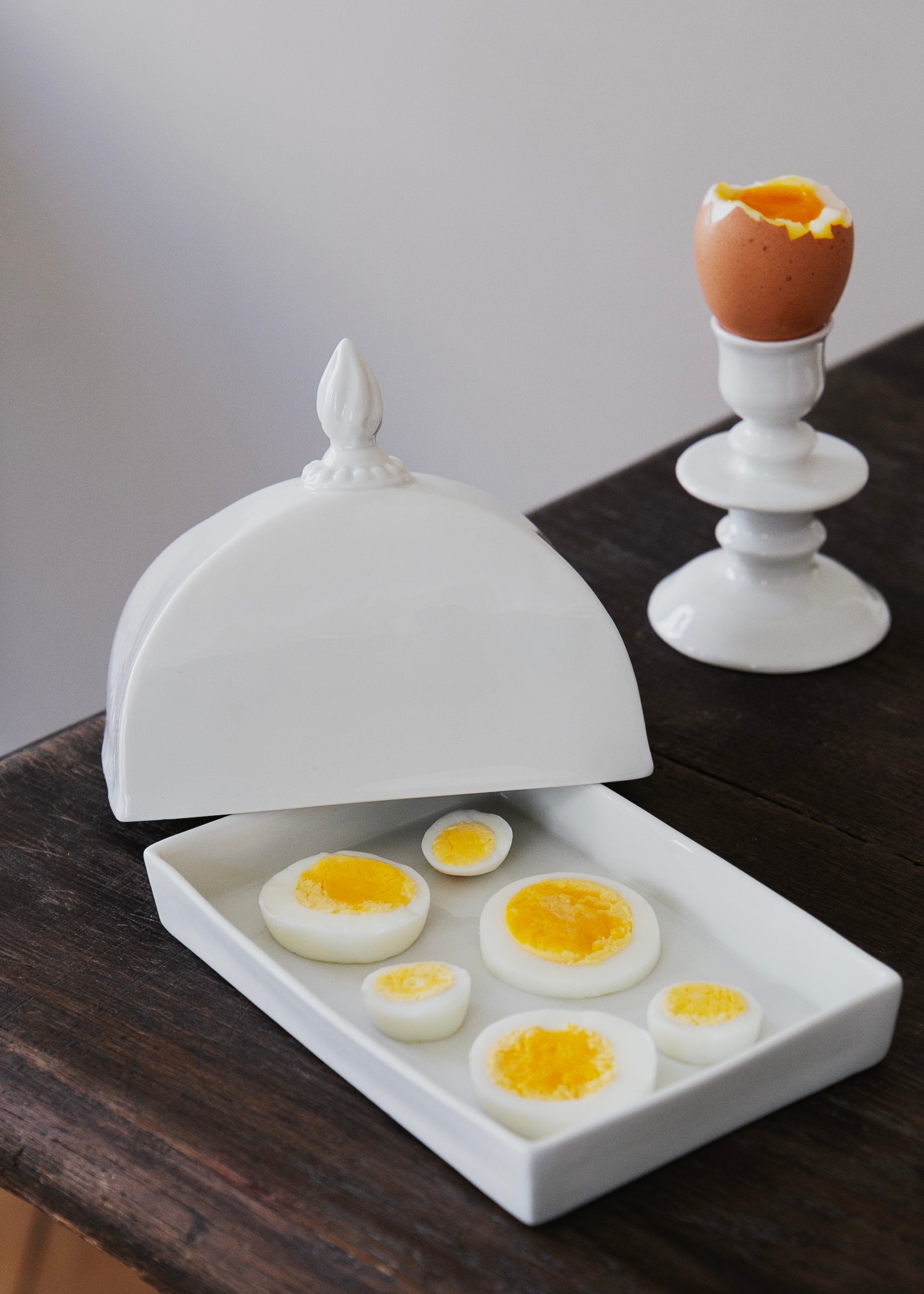 Large Simple table butter dish in white porcelain