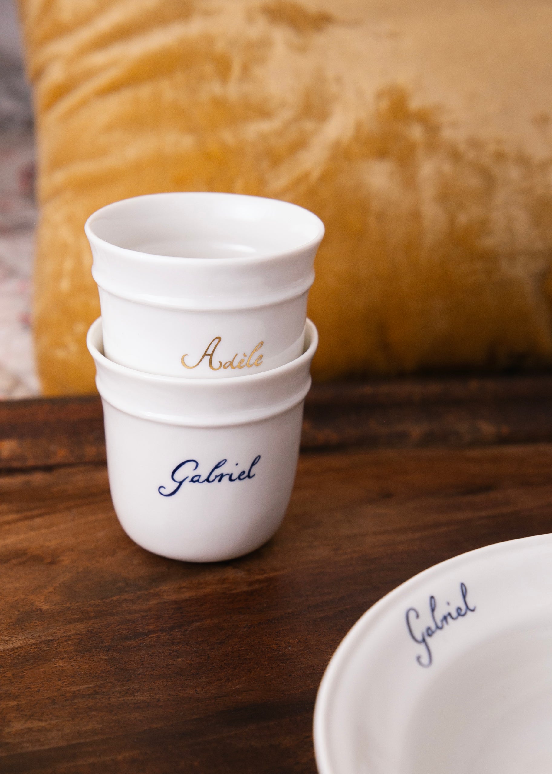 Godron tumbler in white porcelain