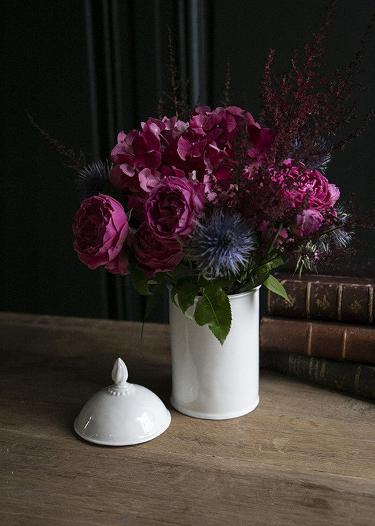 Simple large apothecary jar in white porcelain