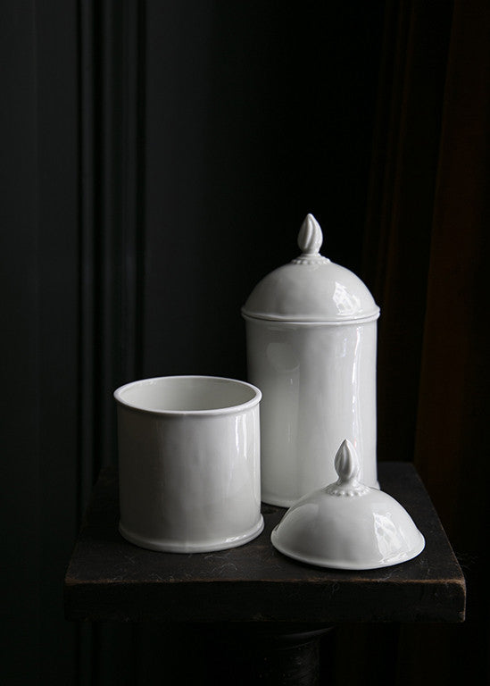 Simple large apothecary jar in white porcelain