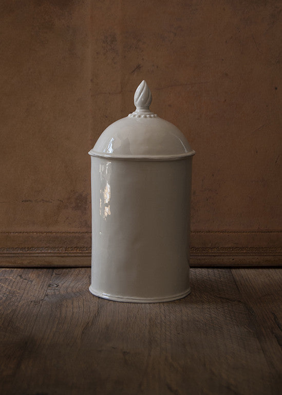 Simple large apothecary jar in white porcelain