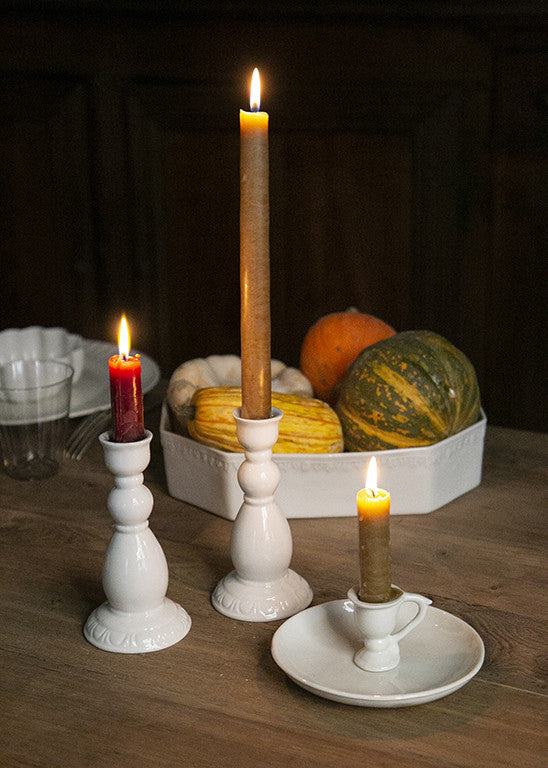 Simple white porcelain candle holder