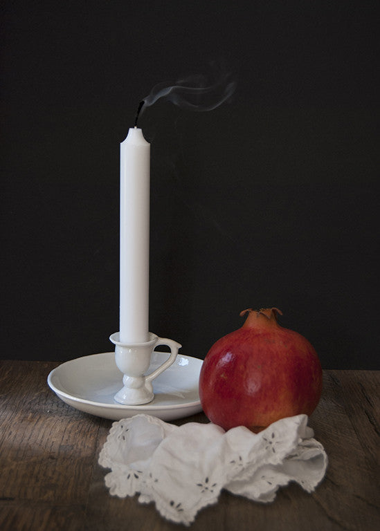 Simple white porcelain candle holder