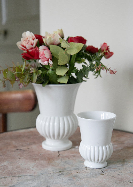 Godron vase in white porcelain