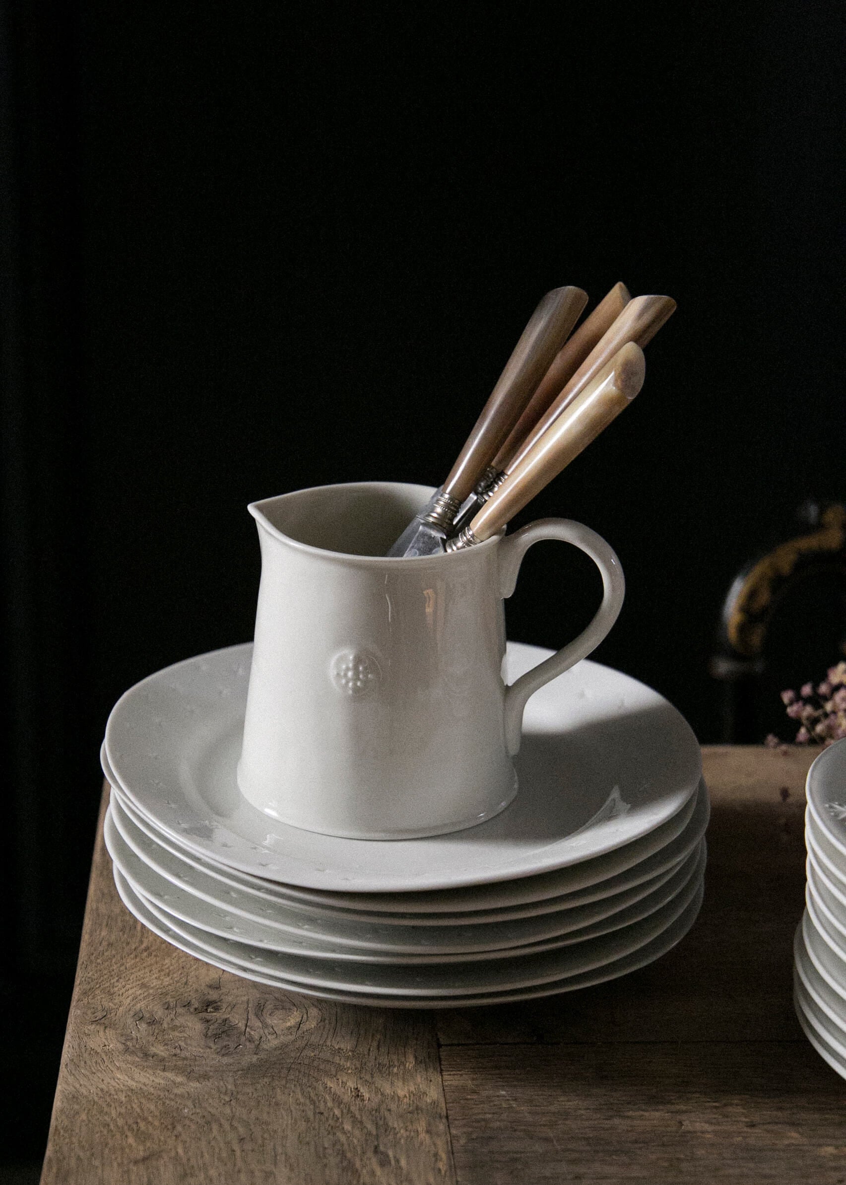 Small Orion pitcher in white porcelain