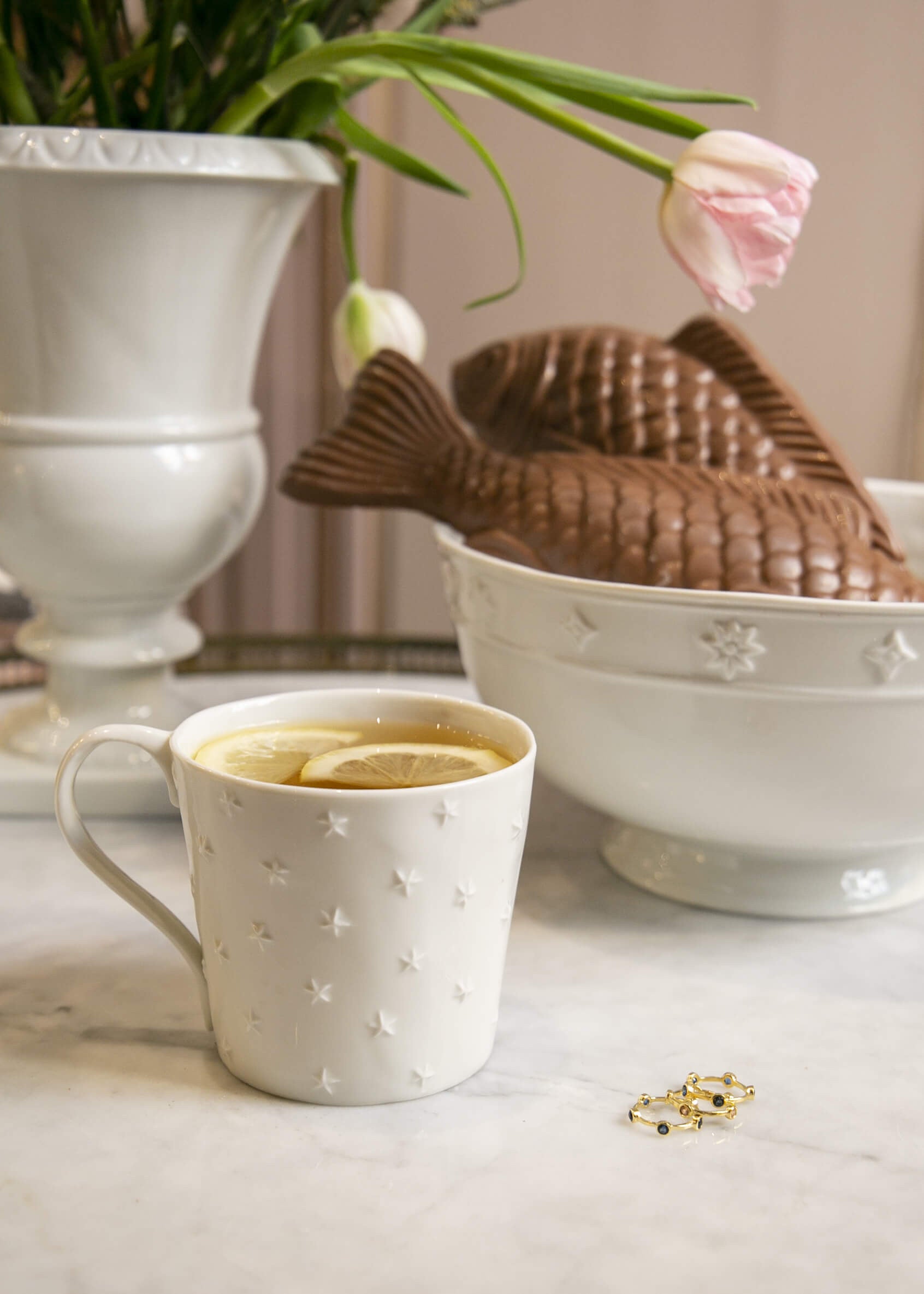 Ciel étoilé latte mug in white porcelain