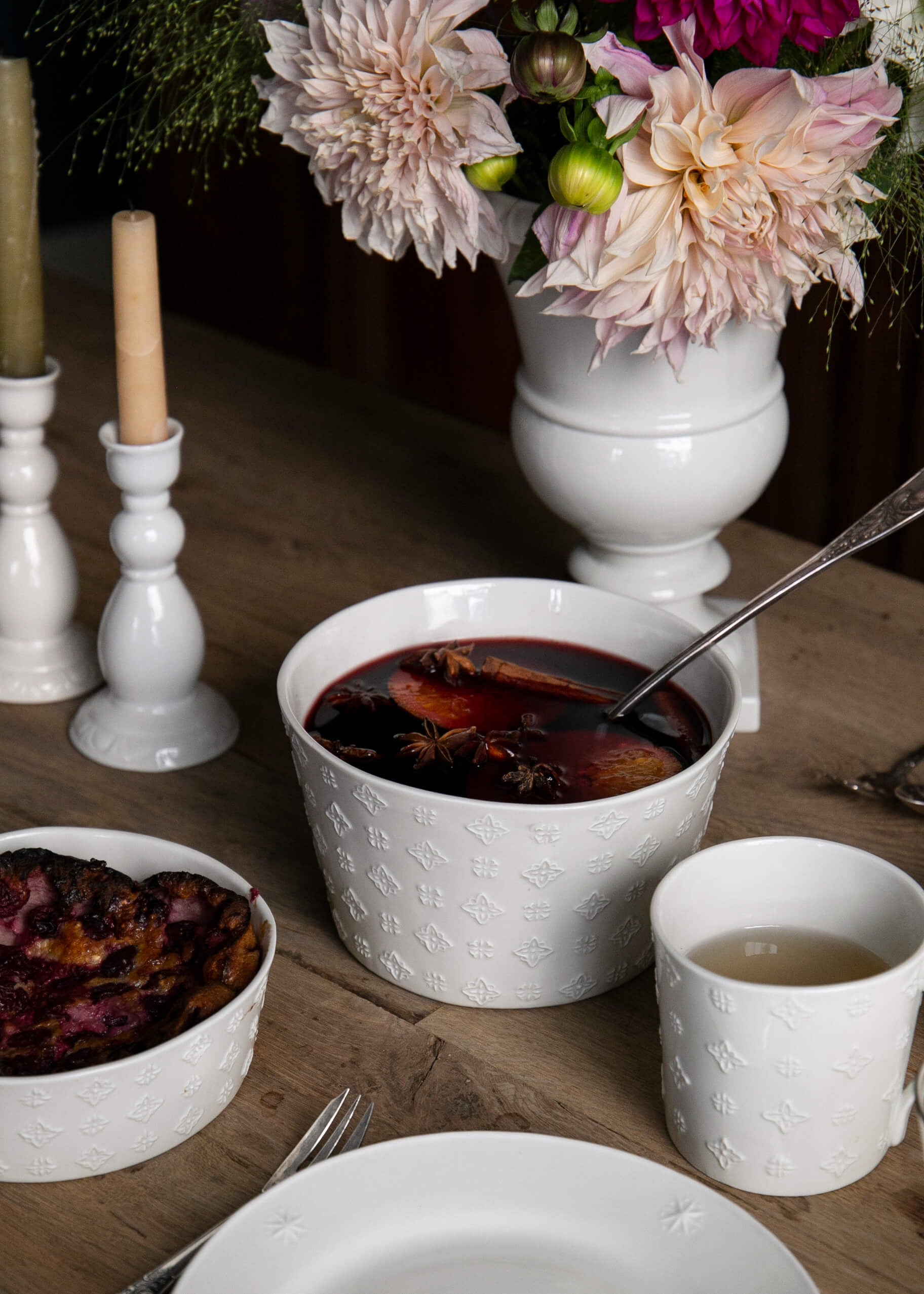 Hermione straight salad bowl in white porcelain