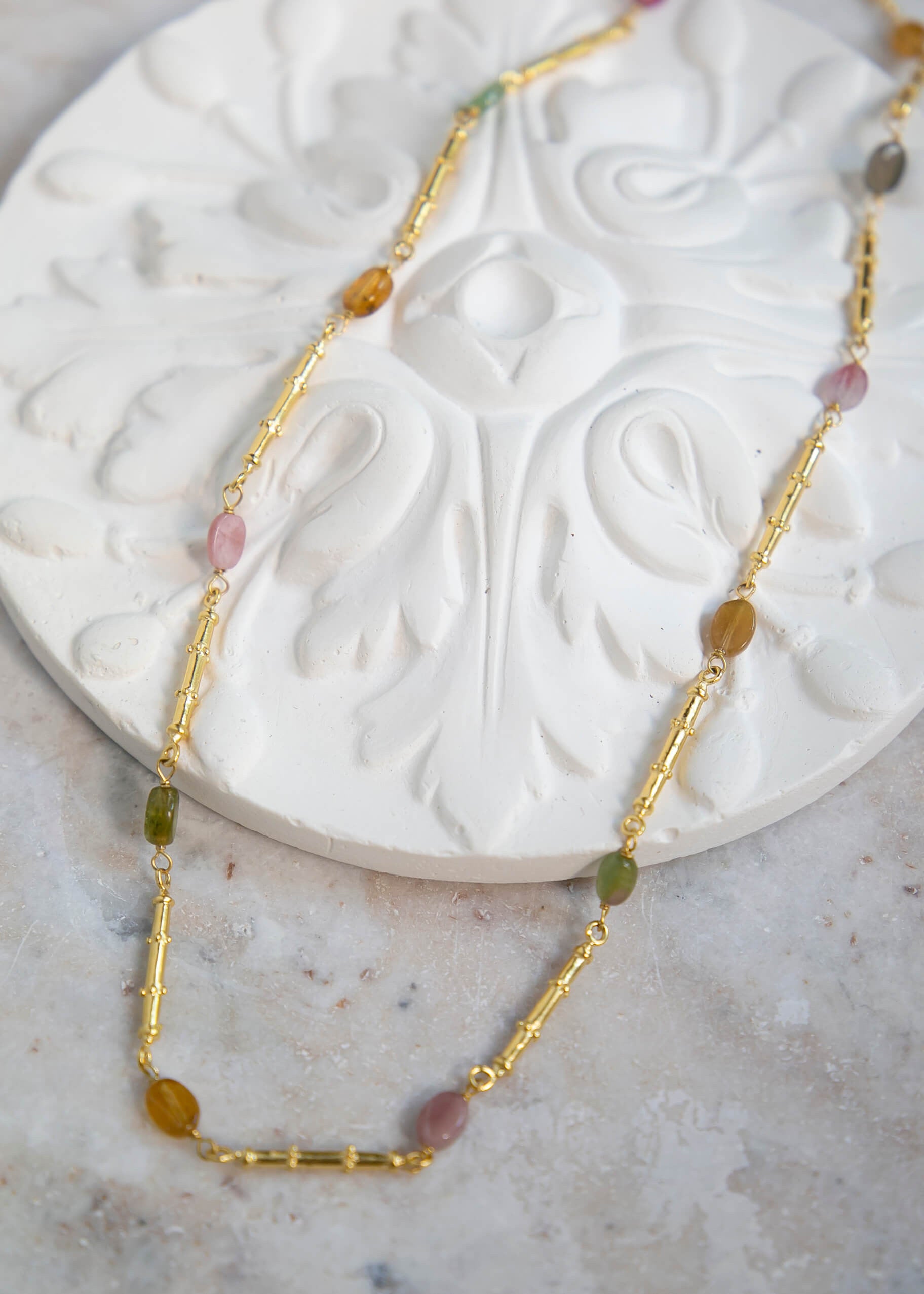 Calypso Silver-gilt and tourmaline necklace