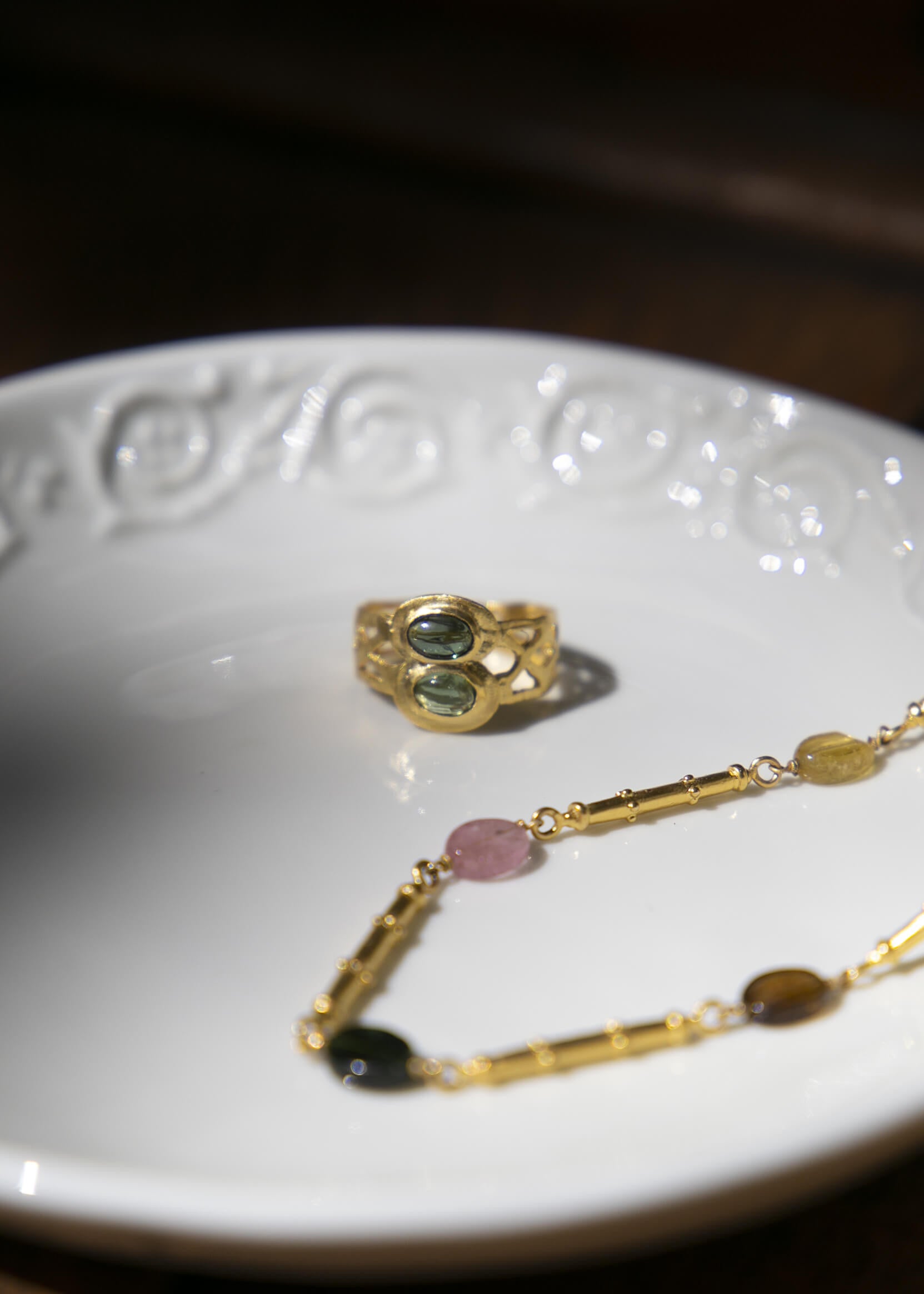 Calypso Silver-gilt and tourmaline necklace