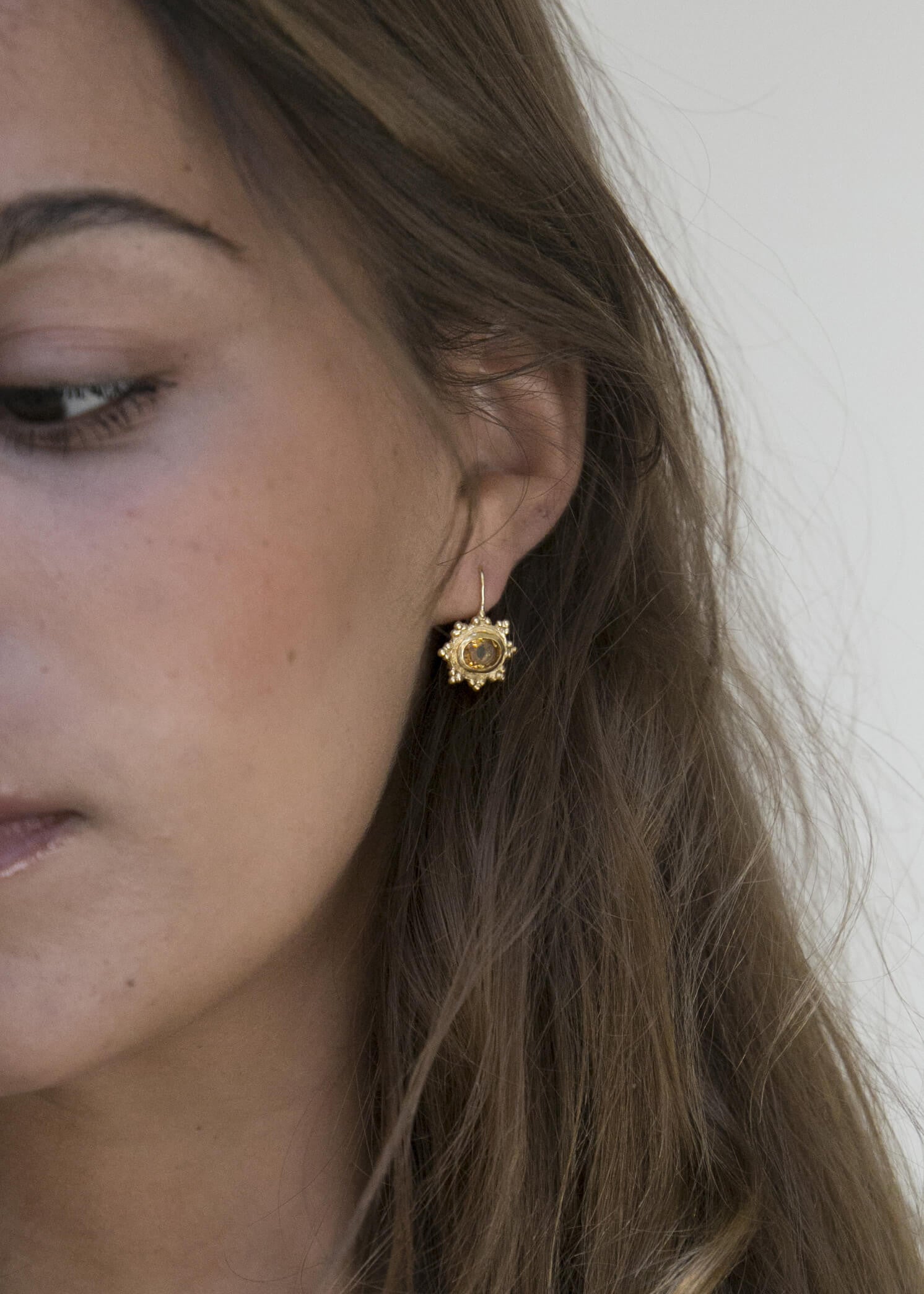 Hélios Silver-gilt and citrine earrings