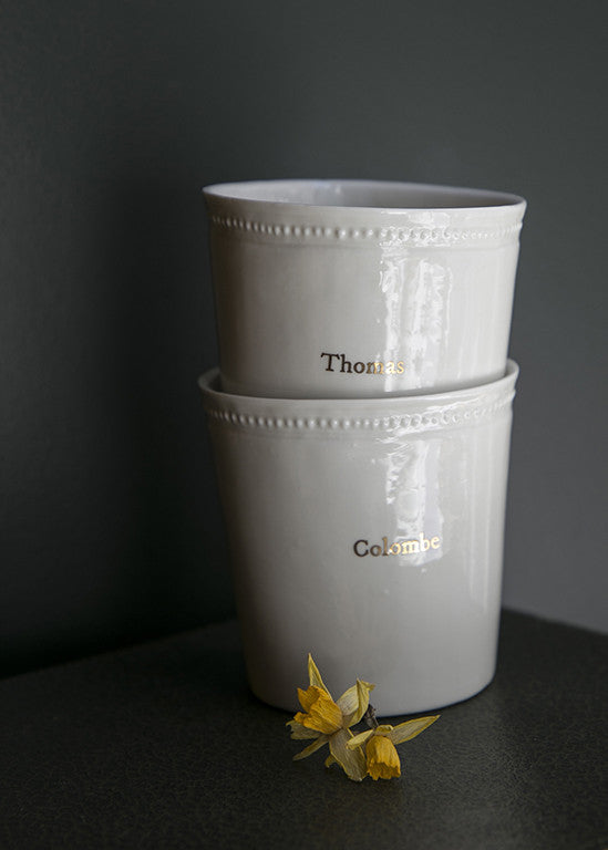 Louis XVI latte tumbler in white porcelain