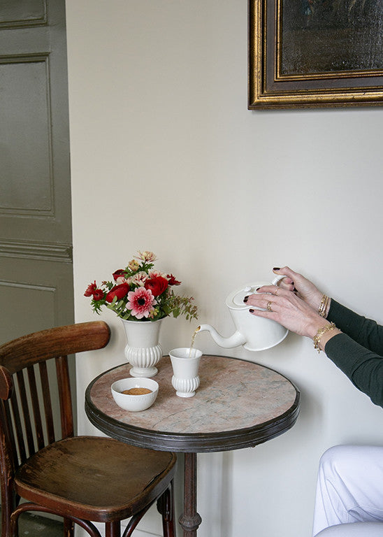 Godron tumbler in white porcelain