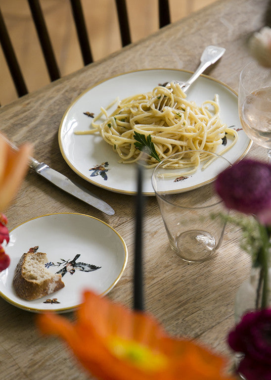 Assiette à dîner Orsini moineau en porcelaine blanche