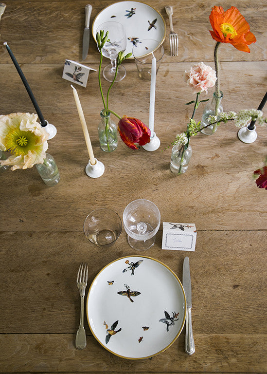 Orsini oeillet dinner plate in white porcelain