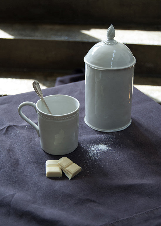 Simple large apothecary jar in white porcelain