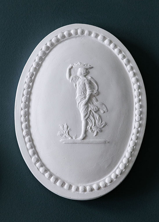 Oval plaster medallion with pearls