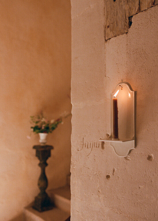 Simple white porcelain wall candle holder