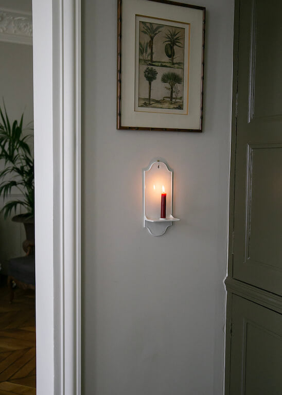 Simple white porcelain wall candle holder