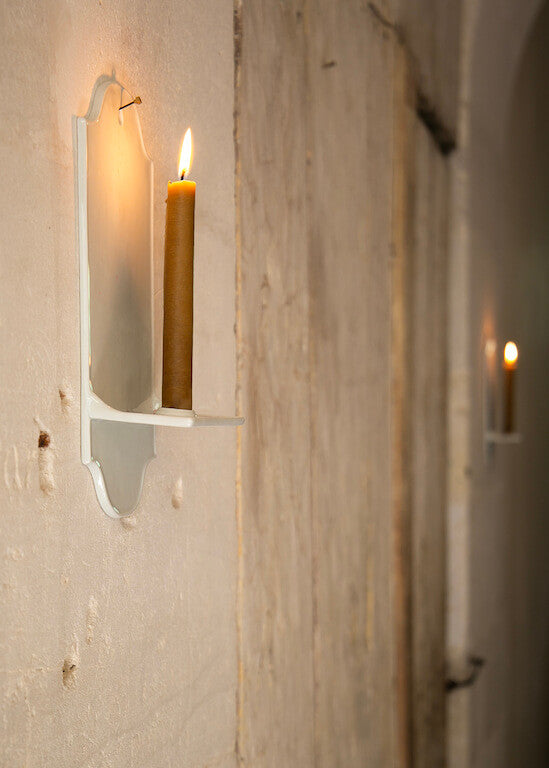 Simple white porcelain wall candle holder