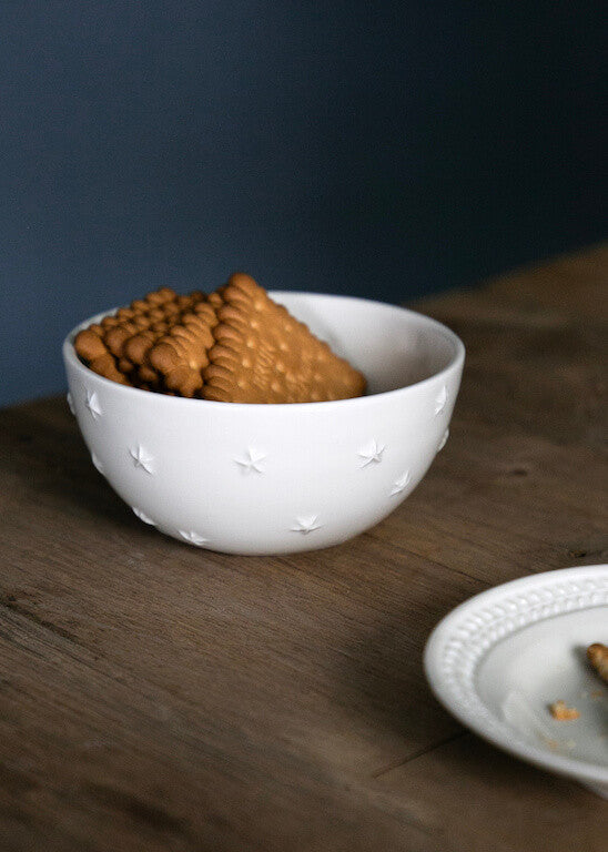 Small Ciel étoilé bowl in white porcelain