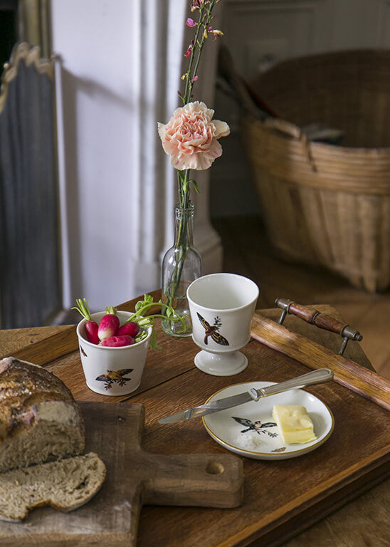 Timbale à café Orsini rouge gorge en porcelaine blanche