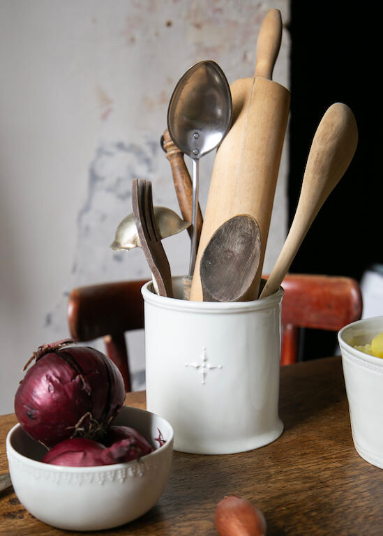 Lutèce white porcelain utensil pot