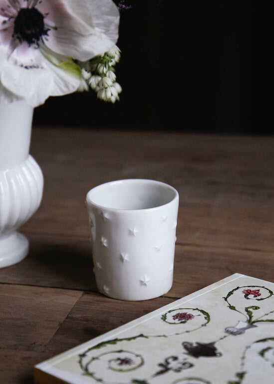 Ciel étoilé coffee tumbler in white porcelain