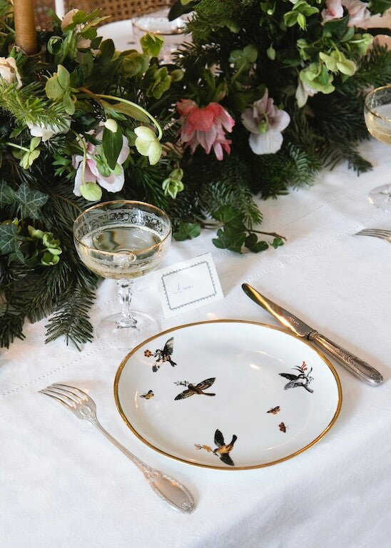 Assiette à dîner Orsini oeillet en porcelaine blanche