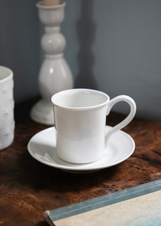 Simple litron coffee saucer in white porcelain