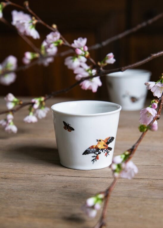 Orsini rouge-gorge coffee tumbler in white porcelain