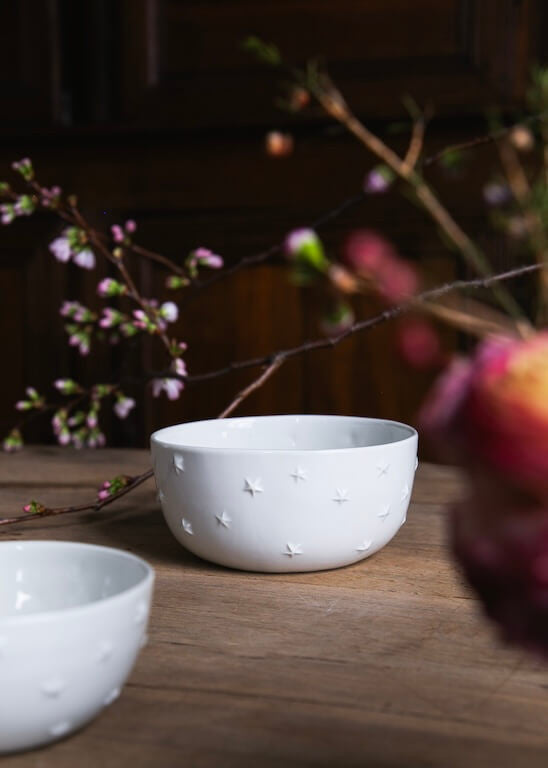 Ciel étoilé Bowl in white porcelain