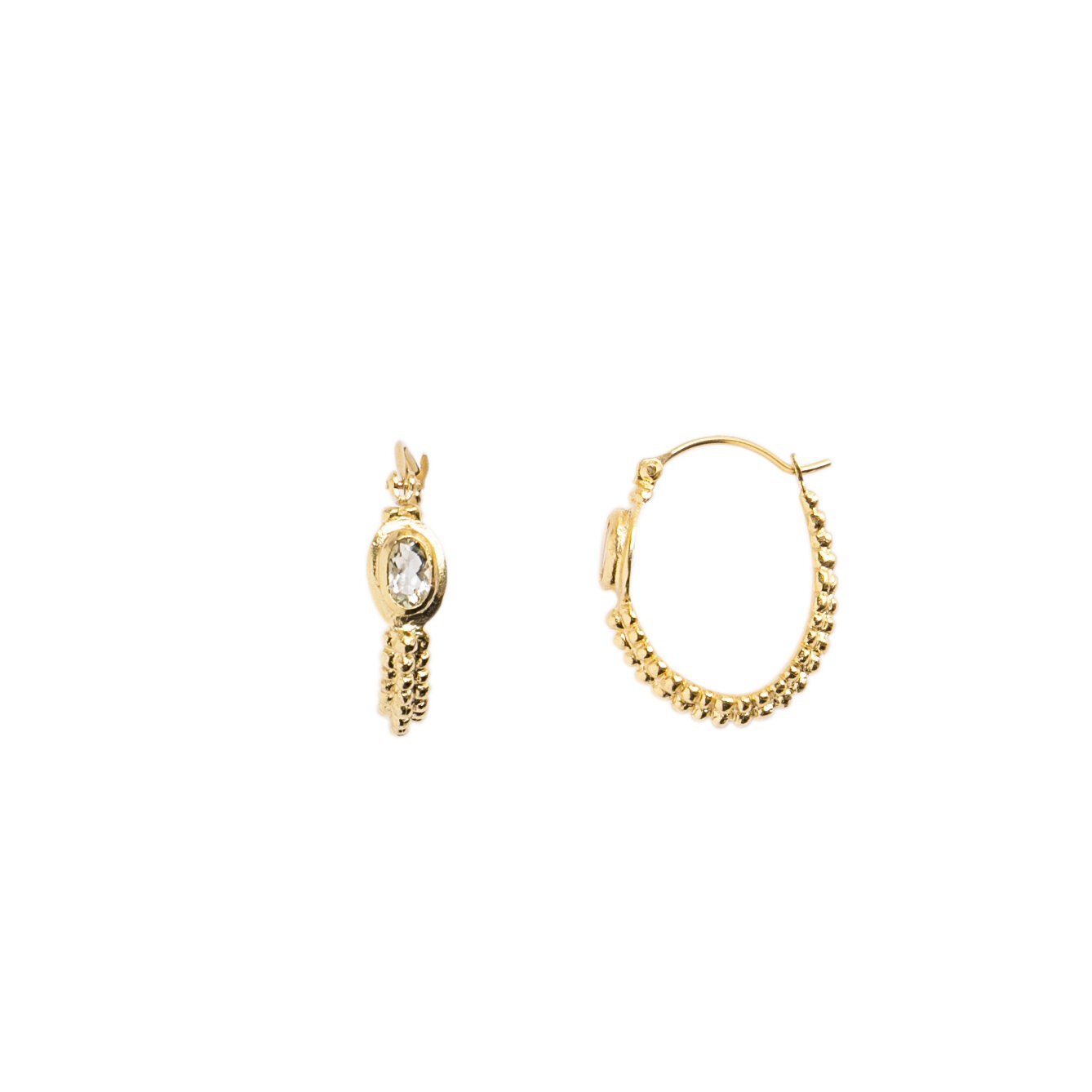 Cassiopée Silver-gilt and green amethyst hoop earrings