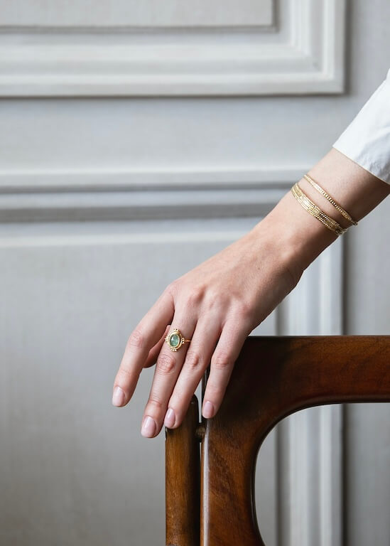 Agathe Silver-gilt and green kyanite ring