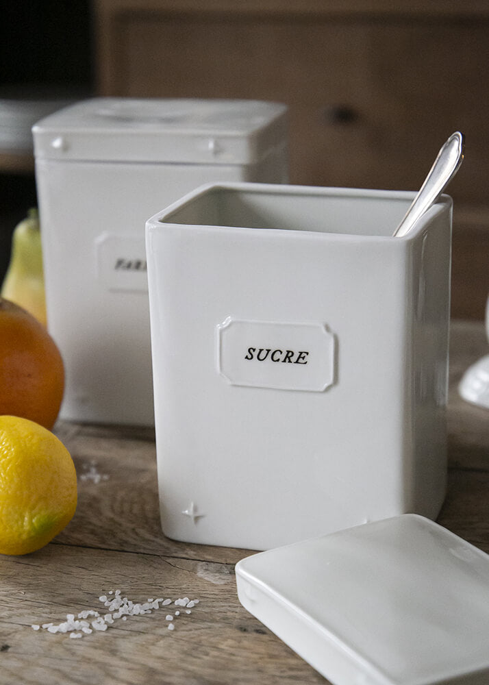 White porcelain sugar bulk box