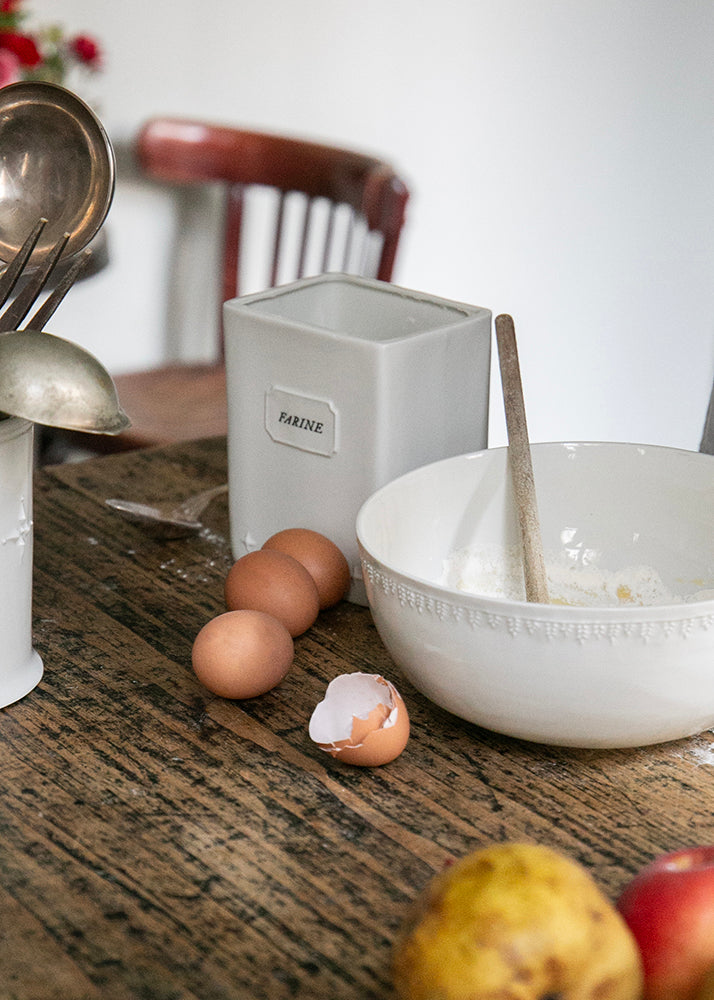 White porcelain flour bulk box