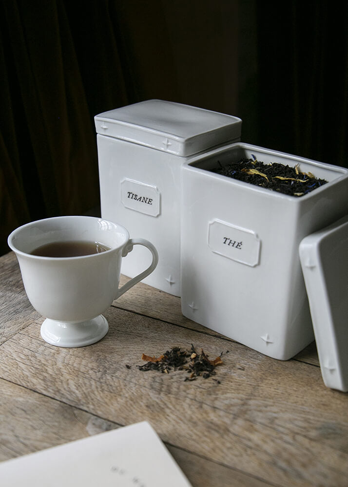 White porcelain herbal tea bulk box